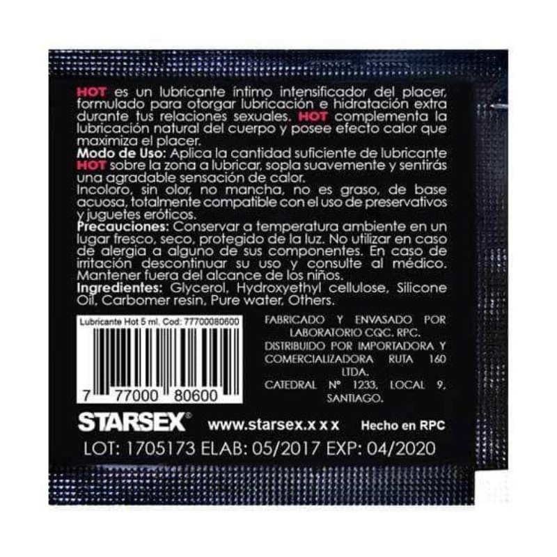 Sachet Lubricante Hot 5ML